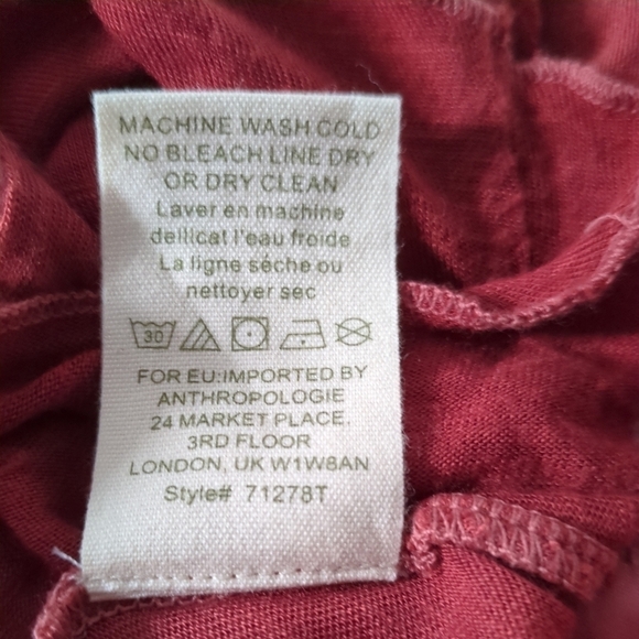 Anthropologie Tiny Dip Dyed Embroidered Shirt Size XS Cream/Burgundy Silk Blend - Picture 9 of 9